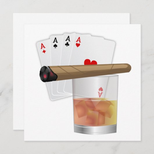 Four Aces, A Drink and A Cigar Kaart (Voorkant / Achterkant)