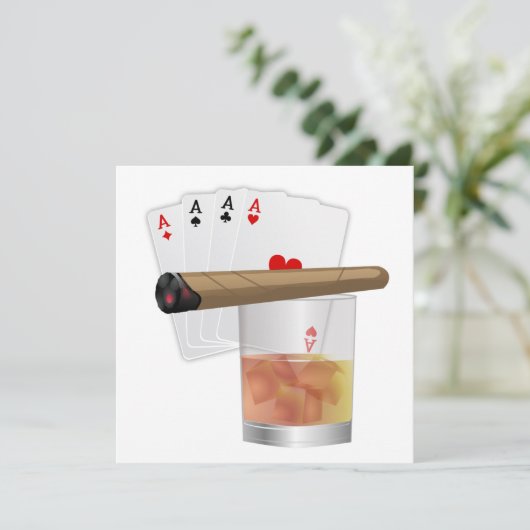 Four Aces, A Drink and A Cigar Kaart (Staand voorkant)