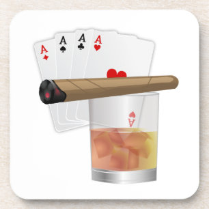 Four Aces, A Drink and A Cigar Onderzetter