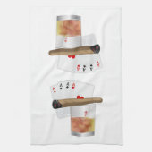 Four Aces, A Drink and A Cigar Theedoek (Verticaal)