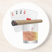 Four Aces, A Drink and A Cigar Zandsteen Onderzetter (Voorkant)