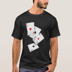 Four Aces Poker Pro GeluksSpeler Winnaar Hand T-shirt