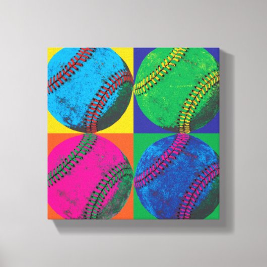 Four Basebals in Different Colors Canvas Afdruk (Voorkant)
