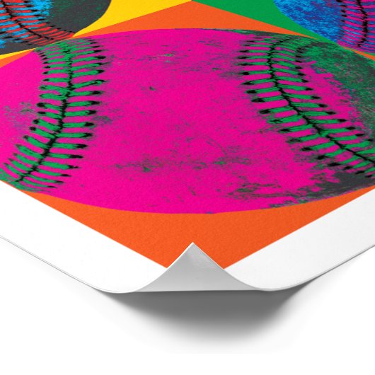 Four Basebals in Different Colors Poster (Hoek)