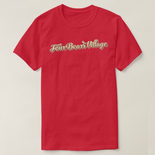 Four Bears Village TShirt Retro Art Baseball Font (Design voorkant)