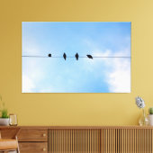 Four Birds on a Wire (fotografie door mij) Canvas Afdruk (Insitu (Woonkamer))