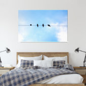 Four Birds on a Wire (fotografie door mij) Canvas Afdruk (Insitu (Slaapkamer))