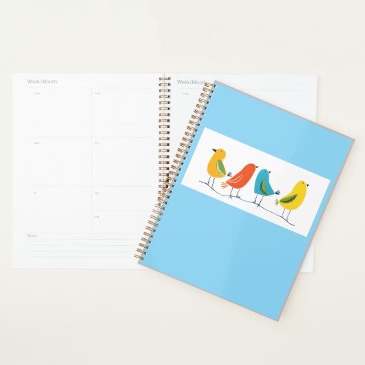 Four Birds Perched on a Twig Notebook Planner (Display)