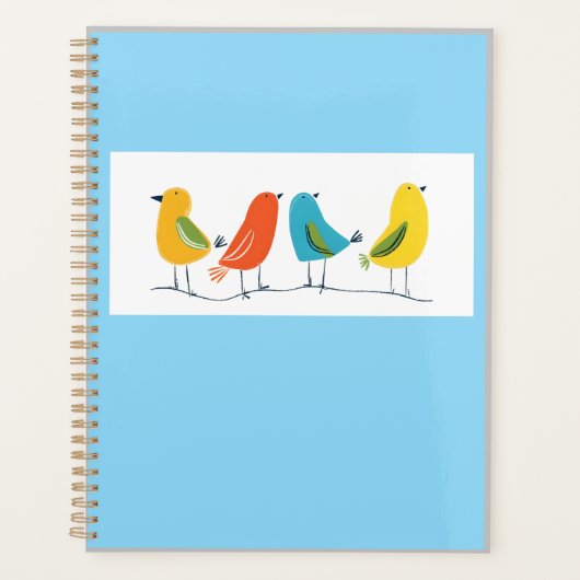 Four Birds Perched on a Twig Notebook Planner (Voorkant)