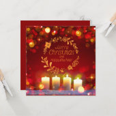 Four burning Advent candles and decoration. Kaart (Voorkant / Achterkant in situ)