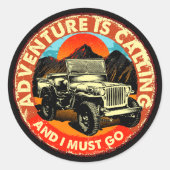 Four By Four All Wheel Drive Avontuur Roept Ronde Sticker (Voorkant)