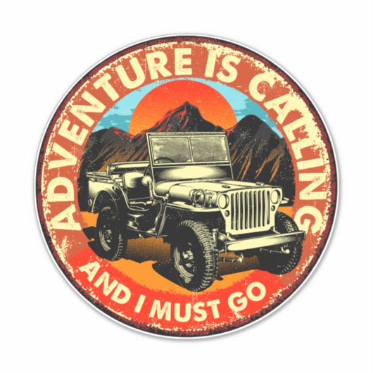 Four By Four All Wheel Drive Avontuur Roept Sticker (Voorkant)