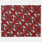 Four Calling Birds Retro Mid-Century Cut-Out 5 Fleece Deken (Voorkant (Horizontaal))