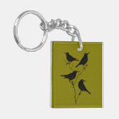 Four Calling Birds Retro Mid-Century Cut-Out 6 Sleutelhanger (Voorkant Links)