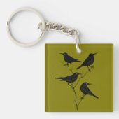 Four Calling Birds Retro Mid-Century Cut-Out 6 Sleutelhanger (Voorkant)