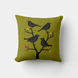 Four Calling Birds Retro Mid-Century Cut-Out 7 Kussen