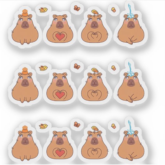 Four Capybara Sisters Sticker (Voorkant)