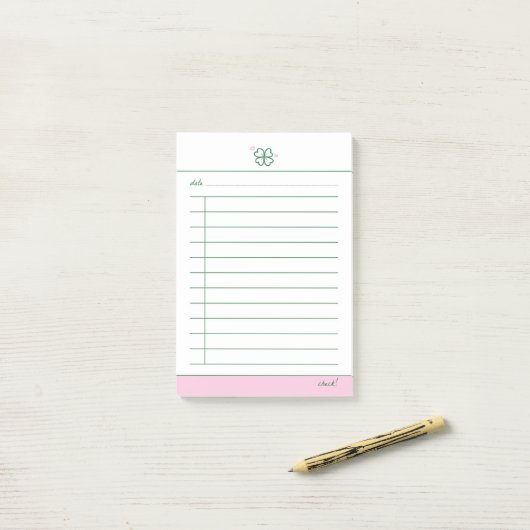 Four clover luck daily checklist  post-it® notes (Op bureau)