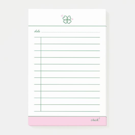 Four clover luck daily checklist  post-it® notes (Voorkant)