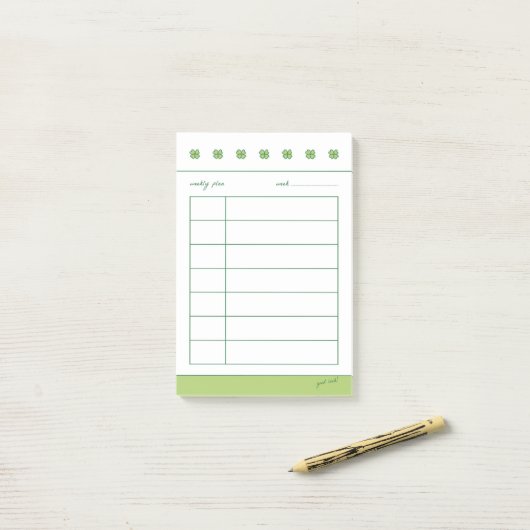 Four clover lucky weekly plans post-it® notes (Op bureau)