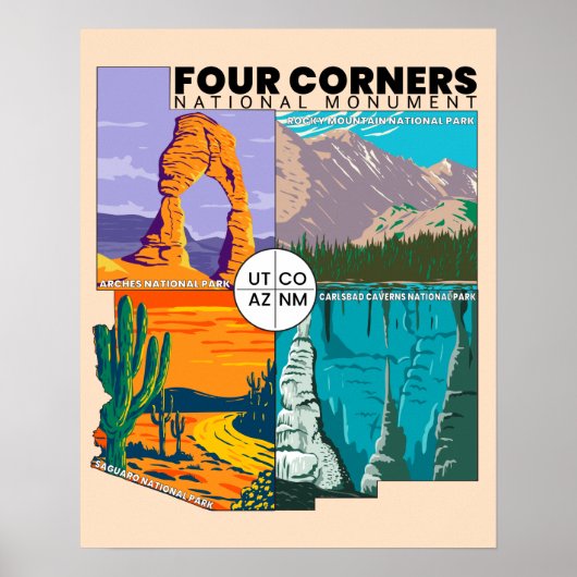 Four Corners National Monument met nationale parke Poster (Voorkant)