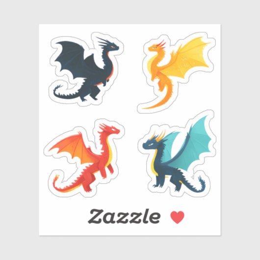 Four Dragons Flying Sticker Set (Vel)