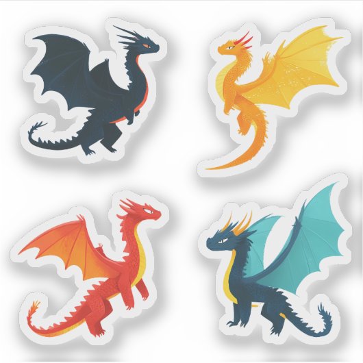 Four Dragons Flying Sticker Set (Voorkant)