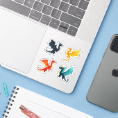 Four Dragons Flying Sticker Set (Laptop met iPhone)