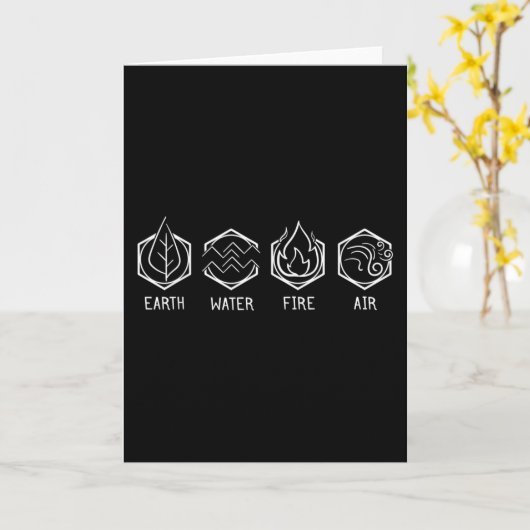 Four Elements Of Nature Design Earth Water Fire Kaart (Gele Bloem)