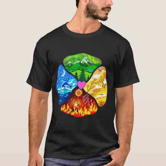 Four Elements T-shirt ontworpen door Oberon Zell (Voorkant)