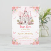 Four Ever A Princess Kasteel 4e Verjaardag Kaart (Staand voorkant)