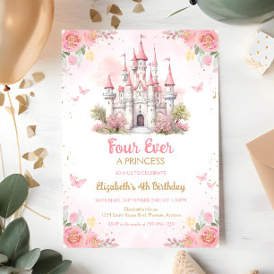 Four Ever A Princess Kasteel 4e Verjaardag Kaart