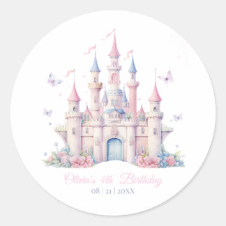 Four Ever A Princess Roze Meisje 4e Verjaardagsfee Ronde Sticker