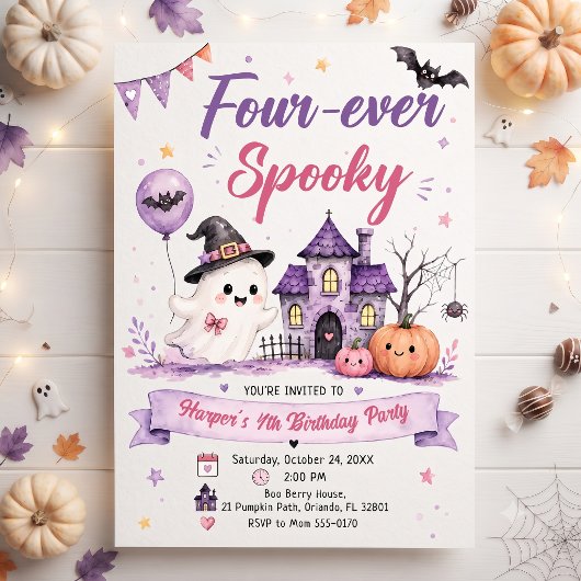 Four-ever enge Halloween verjaardagsfeestje Kaart