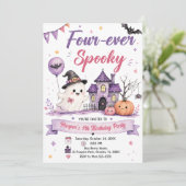 Four-ever enge Halloween verjaardagsfeestje Kaart (Staand voorkant)