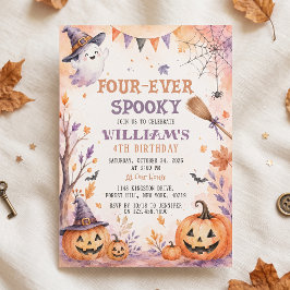 Four-ever enge pompoen spooky verjaardagsuitnodigi kaart