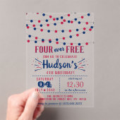 Four Ever Free! 4 juli 4e verjaardagsfeestje Acryl Uitnodigingen (Insitu (Draagbaar))