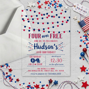 Four Ever Free! 4 juli 4e verjaardagsfeestje Acryl Uitnodigingen