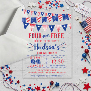 Four Ever Free! 4 juli 4e verjaardagsfeestje Acryl Uitnodigingen