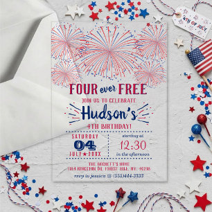 Four Ever Free! 4 juli 4e verjaardagsfeestje Acryl Uitnodigingen