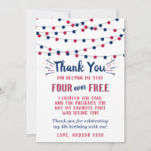Four Ever Free! 4 juli 4e verjaardagsfeestje Bedankkaart (Voorkant)