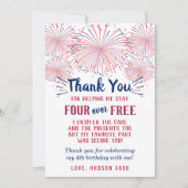 Four Ever Free! 4 juli 4e verjaardagsfeestje Bedankkaart (Voorkant)