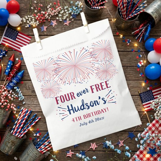 Four Ever Free! 4 juli 4e verjaardagsfeestje Bedankzakje