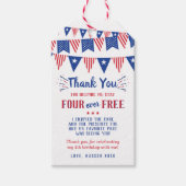 Four Ever Free! 4 juli 4e verjaardagsfeestje Cadeaulabel (Voorkant)