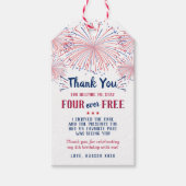 Four Ever Free! 4 juli 4e verjaardagsfeestje Cadeaulabel (Voorkant)