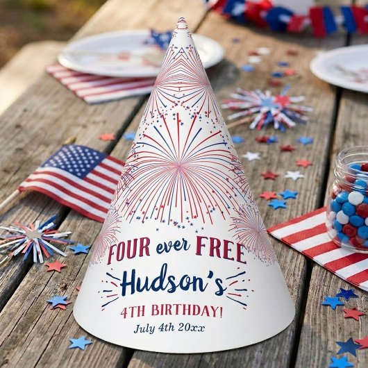 Four Ever Free! 4 juli 4e verjaardagsfeestje Feesthoedjes