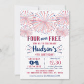 Four Ever Free! 4 juli 4e verjaardagsfeestje Kaart (Voorkant)
