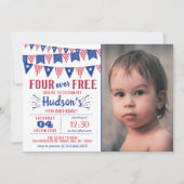 Four Ever Free! 4 juli 4e verjaardagsfeestje Kaart (Voorkant)