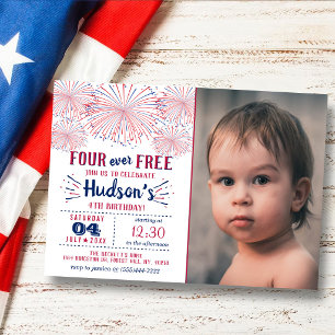 Four Ever Free! 4 juli 4e verjaardagsfeestje Kaart