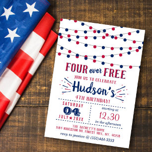 Four Ever Free! 4 juli 4e verjaardagsfeestje Kaart